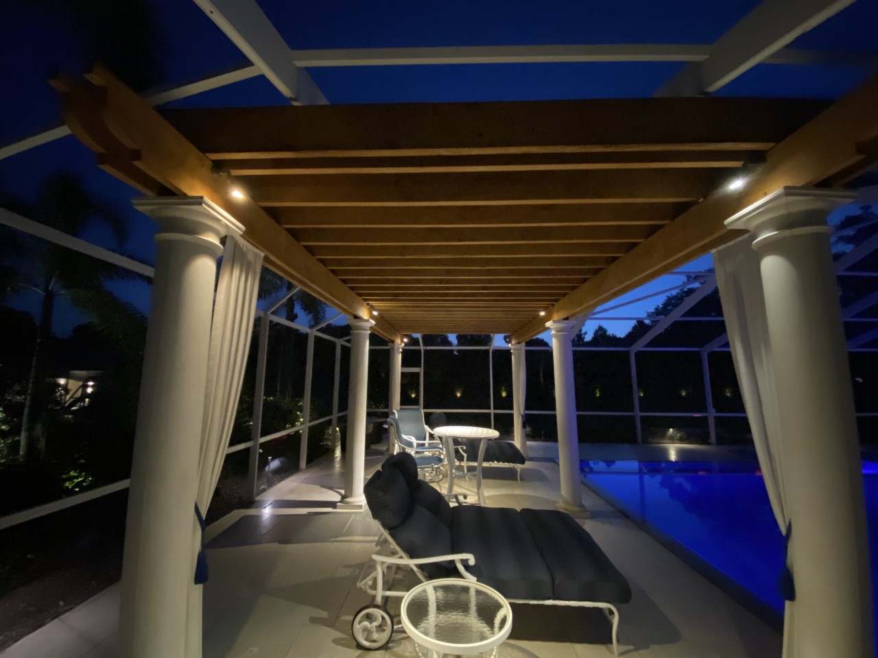 outdoor lighting by pool