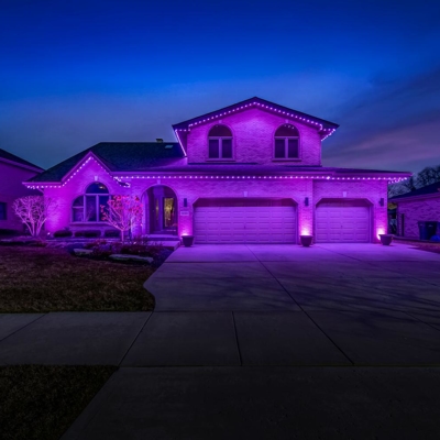 Purple Permanent Roofline Lighting Photo