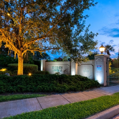 This HOA at Riverview Landings now stands out after dark with entrance lighting Photo