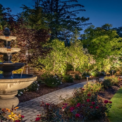 Fountain and outdoor lighting Photo