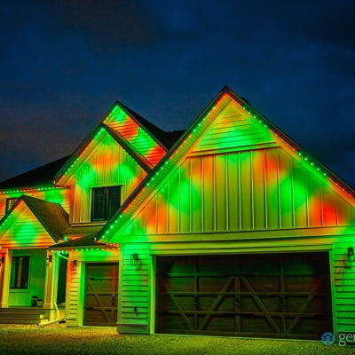 Red and Green Permanent Roofline Lighting Photo