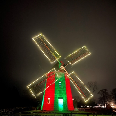 Holiday Lighting on Windmill Photo