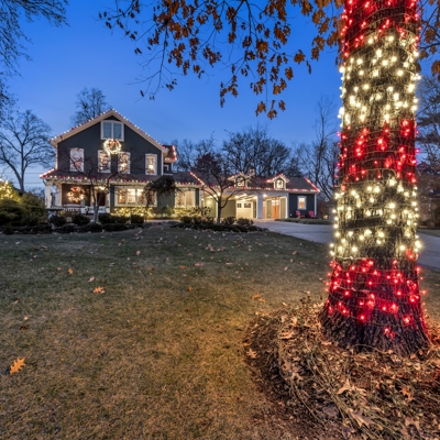 House with candy cane tree Photo