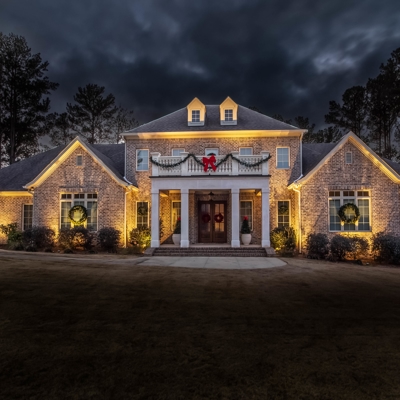 Front view of house with lights Photo