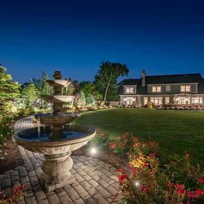 Fountain and Landscape Outdoor Lighting Photo
