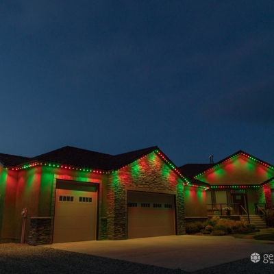 This home in Phoenix is festive during Christmas with permanent holiday lighting. Photo