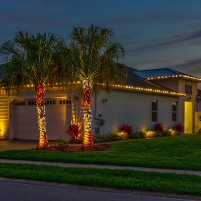 Candy cane tree wraps make your home festive for Christmas. Photo