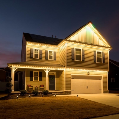 White Exterior Roofline Lighting Photo