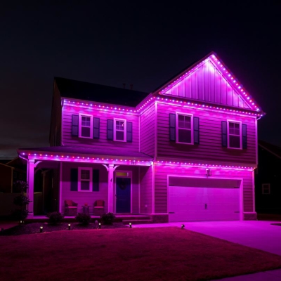 Pink Exterior Roofline Lighting Photo
