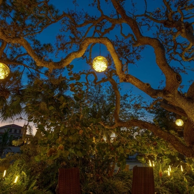Sphere lighting can add an artistic flair to your backyard in Pinecrest. Photo