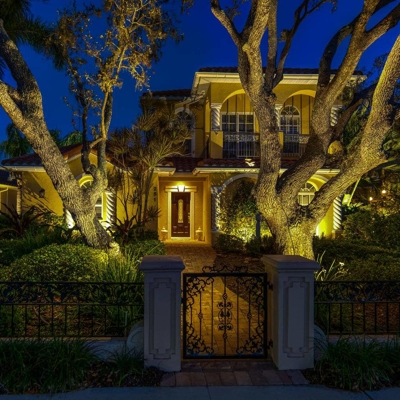 Curb appeal and landscape lighting in Venice, Florida.  Photo