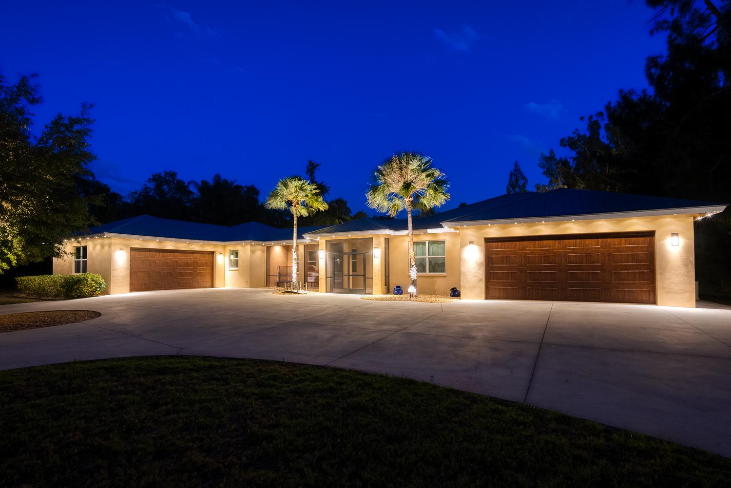 irvine ranch home with exterior lights