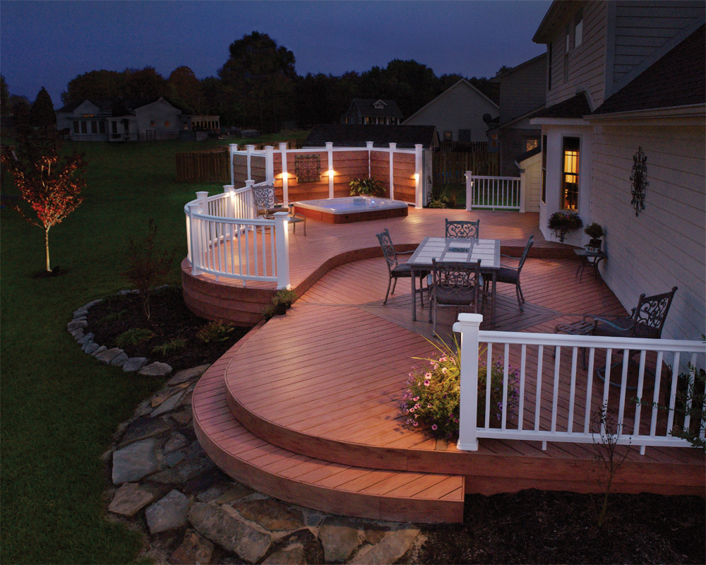 patio with security lighting in Plymouth