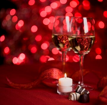 Wine candle and red lights 
