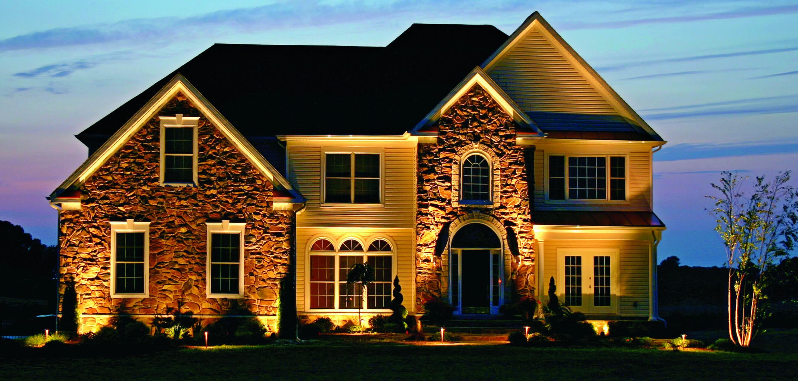 Outdoor lighting on front of house