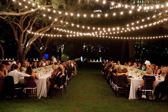 Festive outdoor lights for wedding