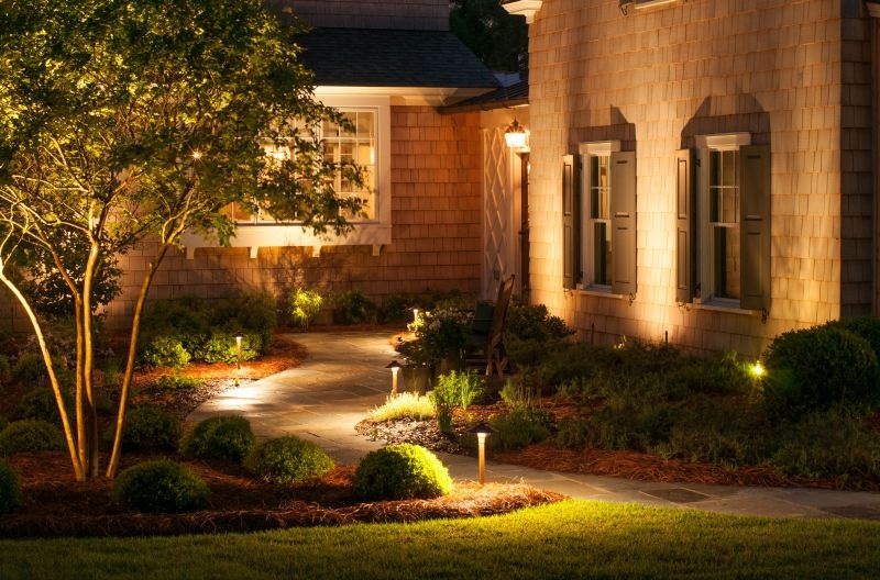 Hamilton Square home with pathway lights