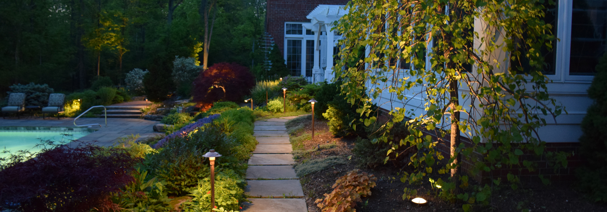 Path lighting in front of home