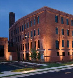 Dayton commercial building with landscape lighting