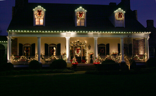 Exterior Christmas lights on a home