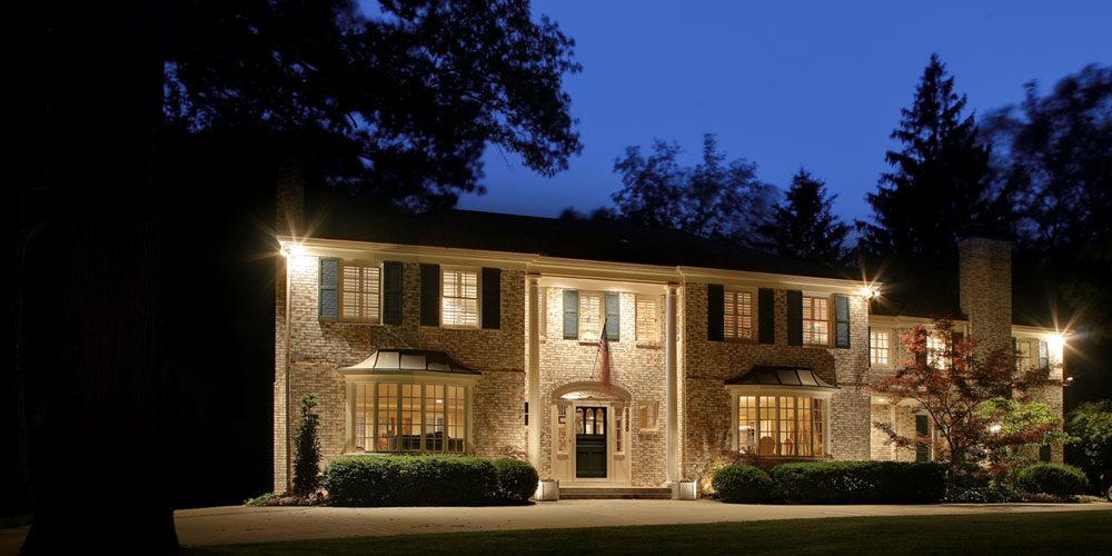 South Carolina home with outdoor lighting installed