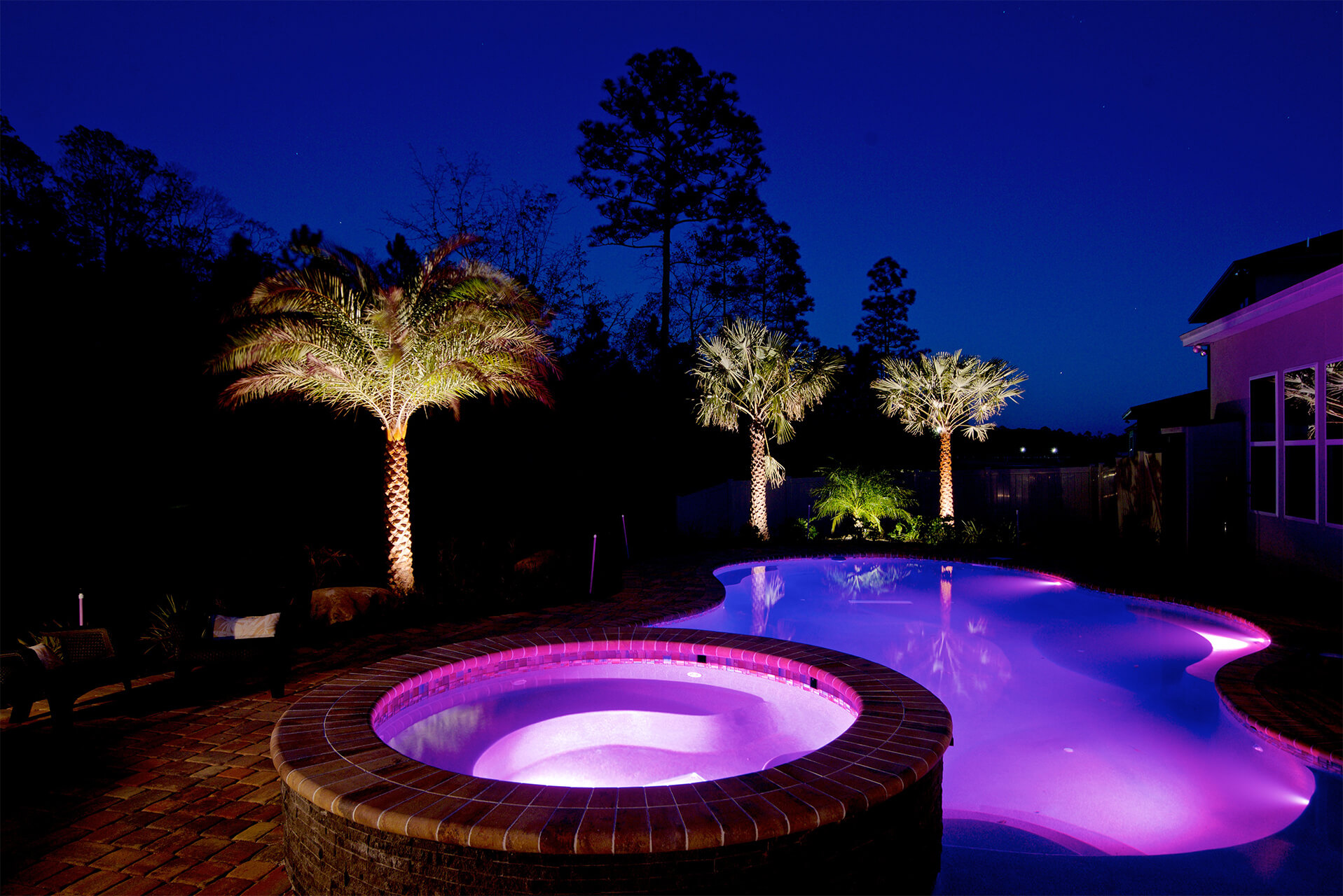 Purple LED pool lighting 