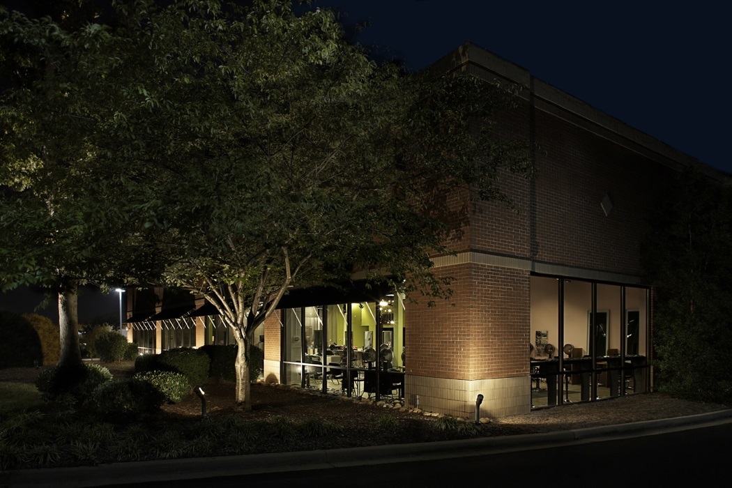 Commercial building with lighting