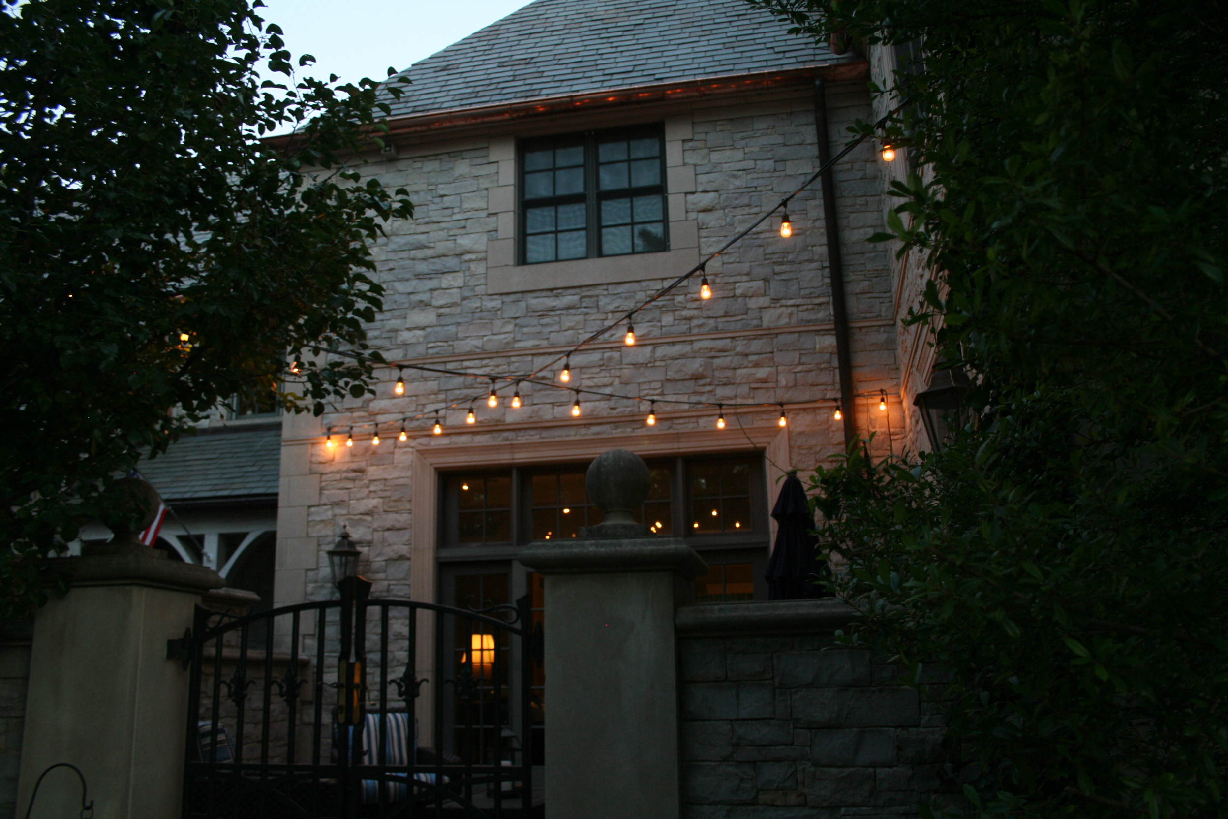 Exterior building with string lighting