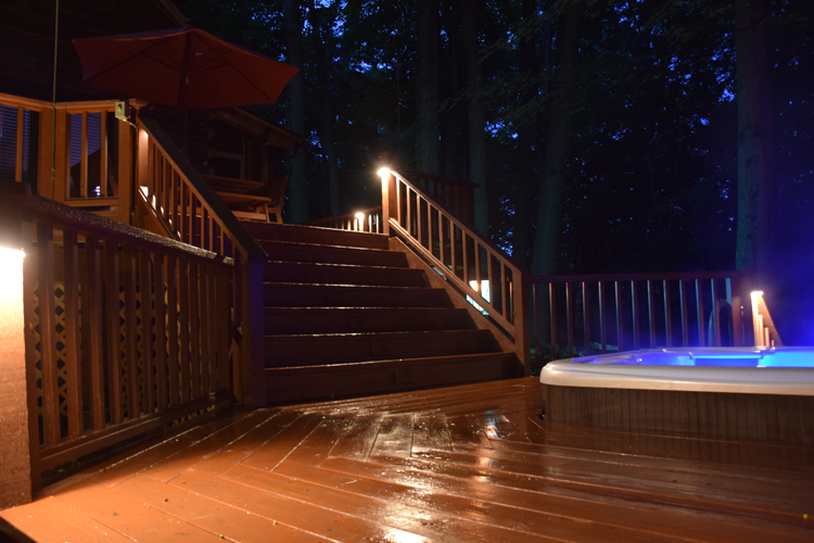 Deck and hot tub with lighting