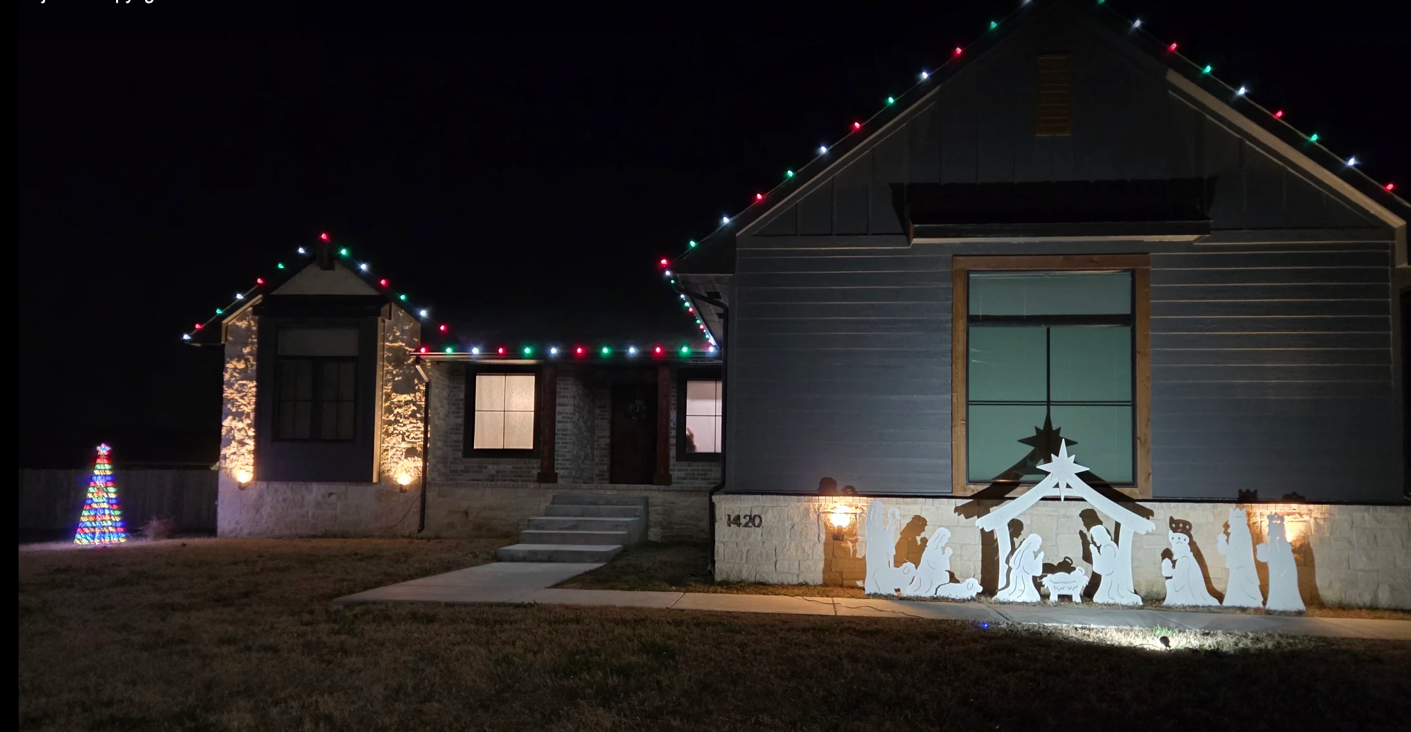 residential holiday permanent lighting on perimeter of the roof