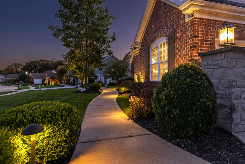 Outdoor Lighting Sidewalk View Garage Side