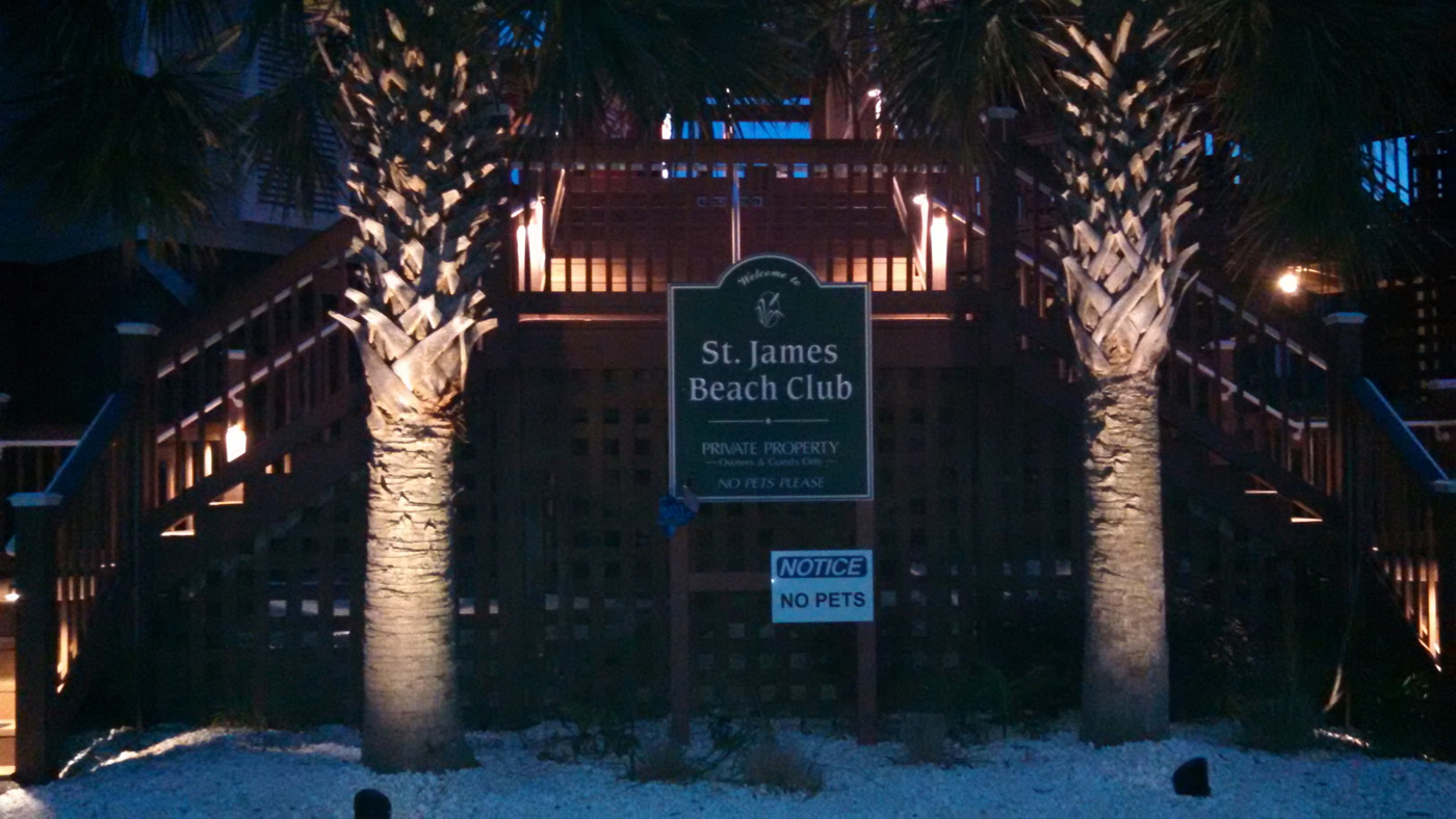 Beach Club entrance lighting