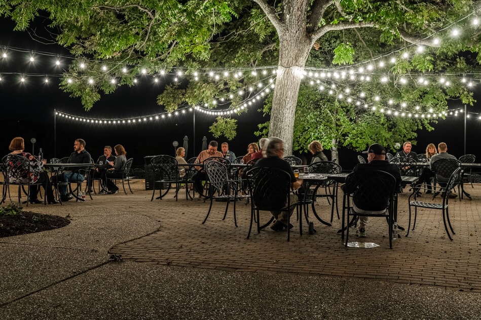 commercial deck and patio string lighting