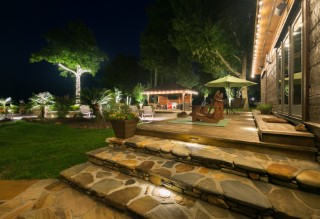 Greenville landscape renovations include landscape lighting and patio lighting 