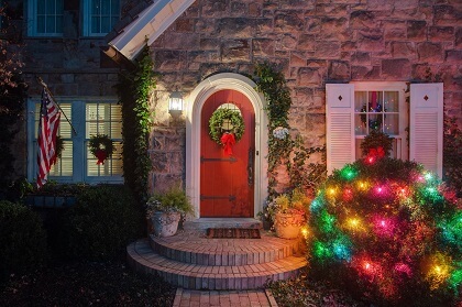 House with Christmas lights