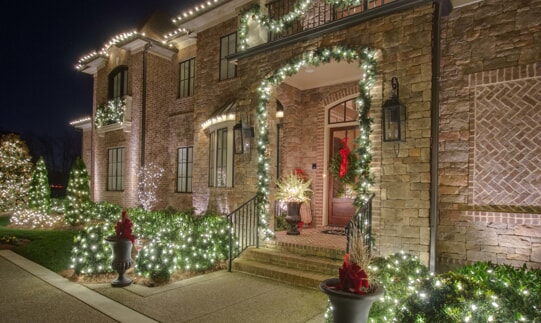 nashville home with holiday lighting 