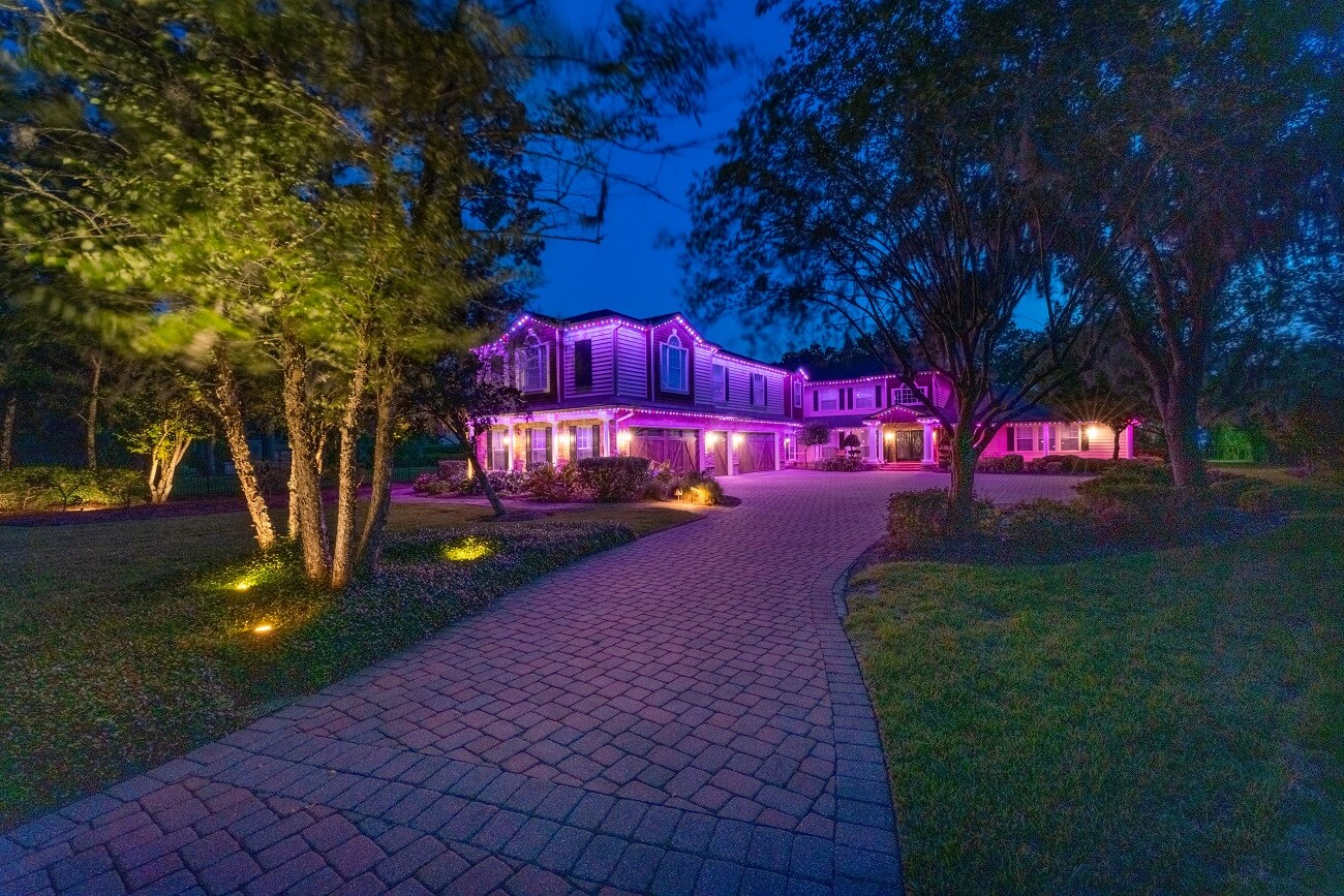 Colored Roofline Lighting with a multi colored effect