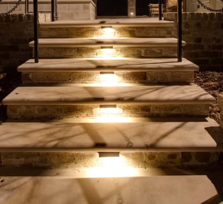 stairway with lighting under steps