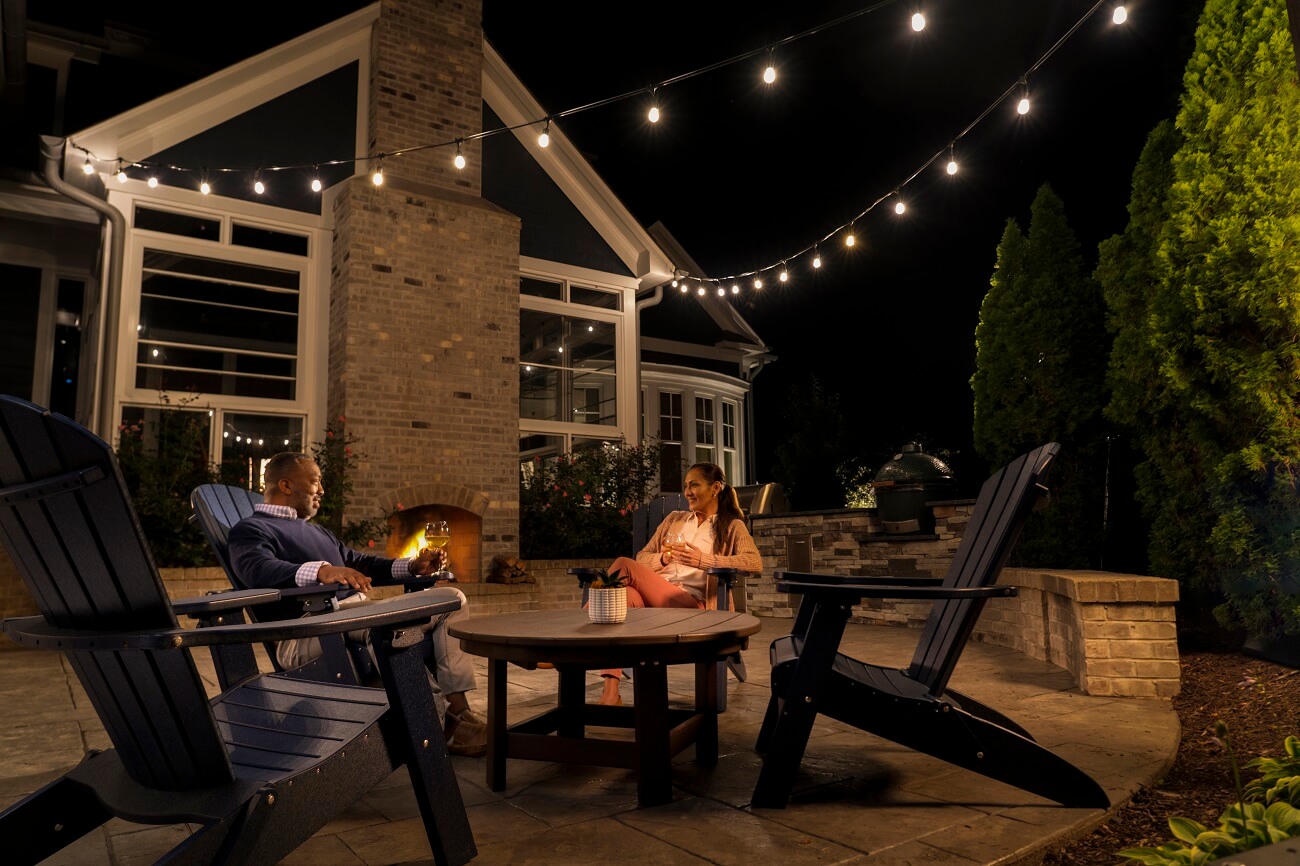 Backyard string lighting