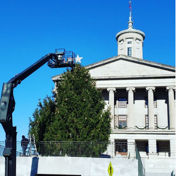 Capitol Christmas Tree lit by Outdoor Lighting Perspectives of Nashville.