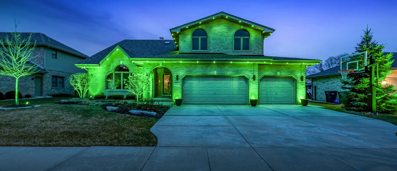 A house with green lights