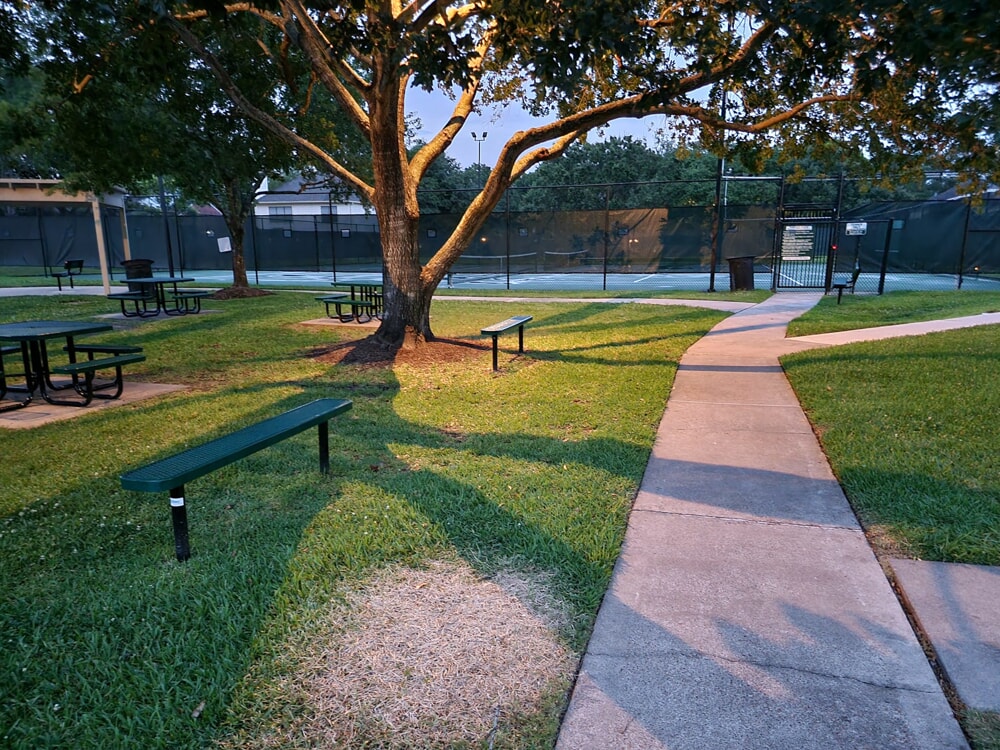 lighted park pathway