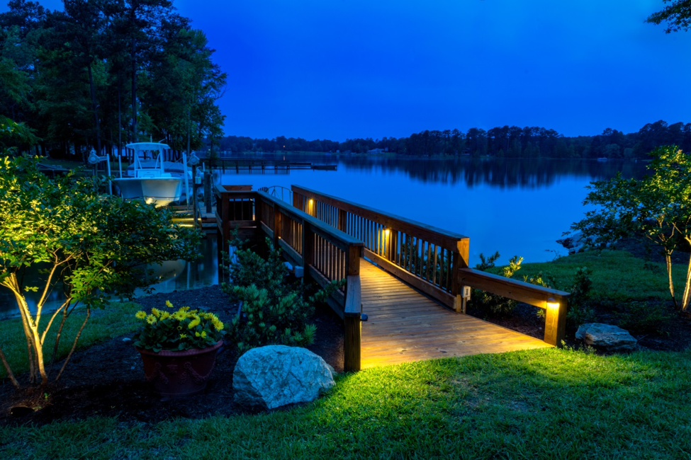 backyard dock lighting and landscape lighting 