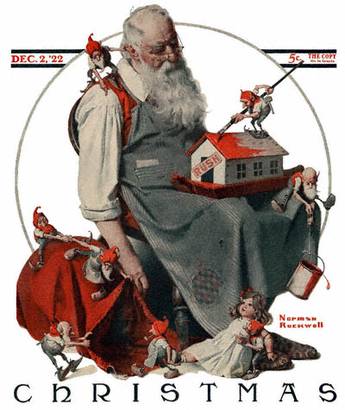 Santa Claus working on the gifts