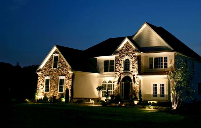 House with outdoor lightning