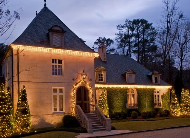 House with Christmas decors and lights