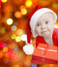 Bay wearing Christmas hat