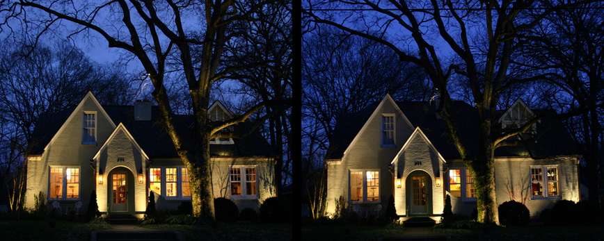 house with outdoor lights