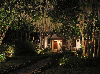 Front of house with lighting