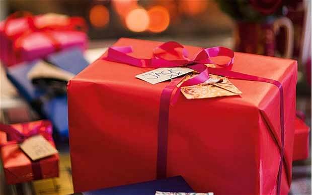 Gift box in red wrapping